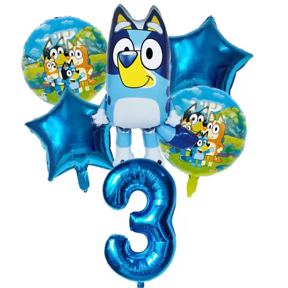 Blue Cartoon Character Balloon Set 6 pc